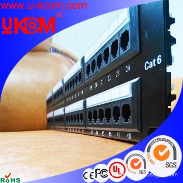 UTP network RJ45 cat6 19 inches 48 port patch panel with cable management